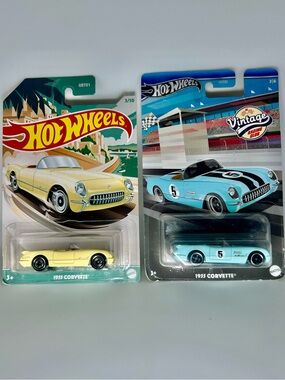 Hot Wheels Camaro Lot Of 2x - 1955 Camaro Yellow & Teal Blue Walmart Exclusive